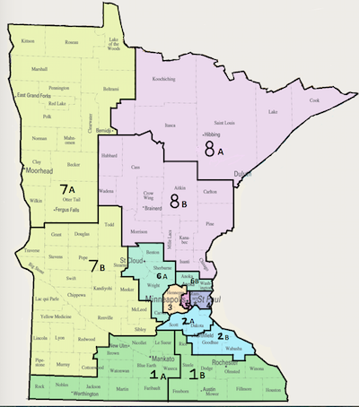 New Retired Election Districts Map | Education Minnesota Retired